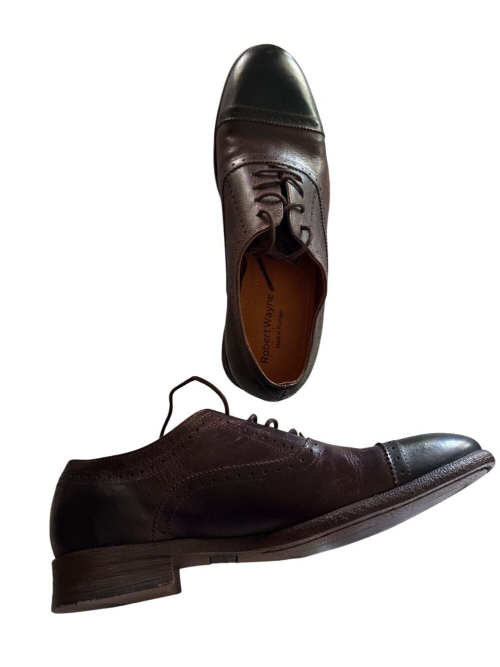 Robert Wayne Mens Brown Leather Oxford Dress Shoes Size 10.5D Made In Portugal